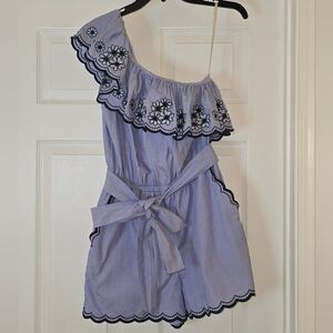 kate spade Lavender One-Shoulder Embroidered Romper